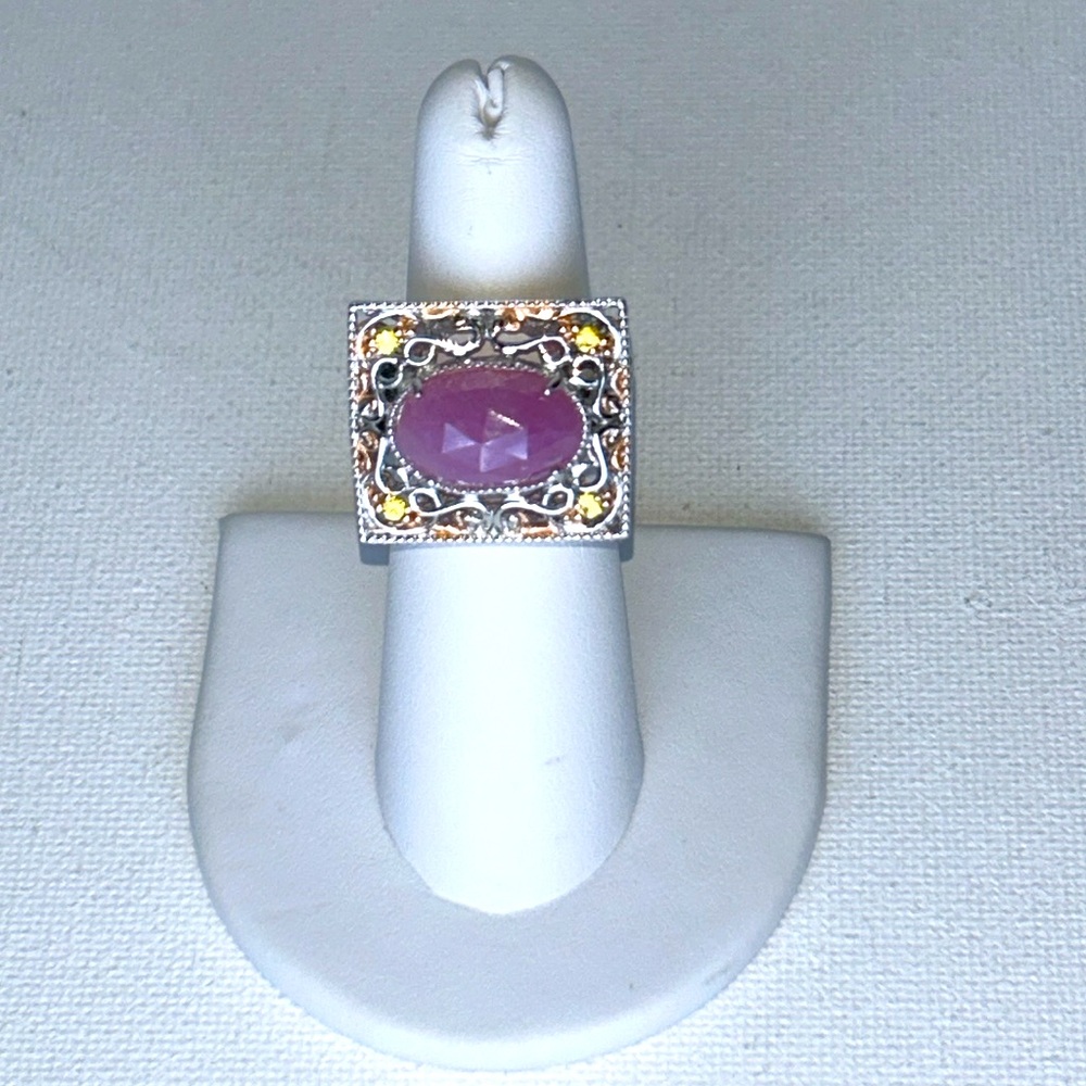 NWOT Gems en Vogue Genuine Gemstone Sterling 18K Accent Designer Ring Bohemian